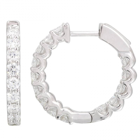 14k White Gold In And Out Diamond Hoop Earrings