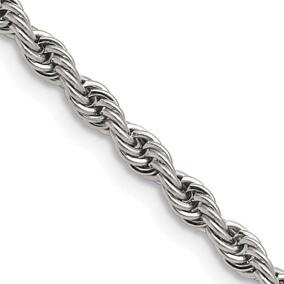 Chisel Stainless Steel Polished 4mm 22 inch Rope Chain - Nacol Jewelry