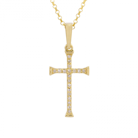 Yellow Gold Diamond Cross Necklace - Nacol Jewelry