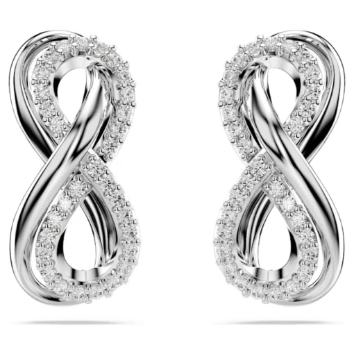 hyperbola-stud-earrings--infinity--white--rhodium-plated-swarovski-5687269