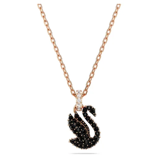 swarovski-swan-pendant--swan--small--black--rose-gold-tone-plated-swarovski-5678046